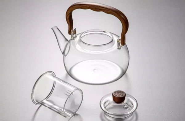 Glastekande med bambushåndtag, klart glas, 1000 ml - Billede 5