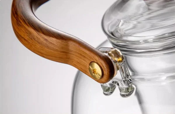 Glastekande med bambushåndtag, klart glas, 1000 ml - Billede 3